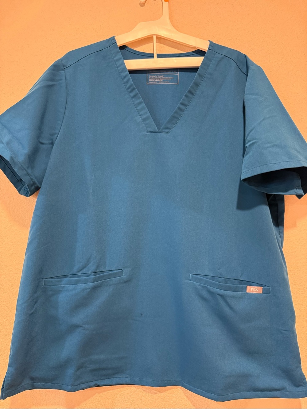 Figs Teal Green V-Neck Short Sleeve Scrub Top